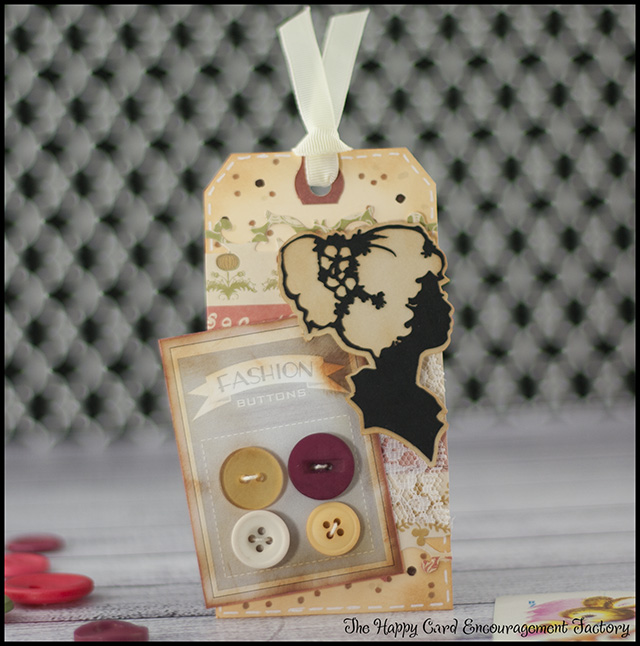 Vintage Button Card Tag - HappyCardFactory Designs